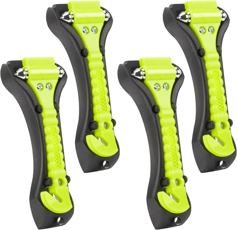 Cleverool Store Car Safety Hammer Window Breaker, 2-in-1 Emergency Escape Tool with Seat Belt Cutter for Women, 4 Pack Fluorescent Green Safety Escape Hammer for Car, Family - Image 1